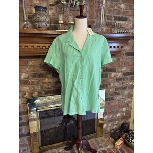 New Selene Sport Mint Green Linen Top Size 2X NWT